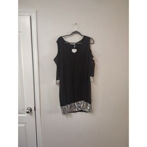 Nextmia Black Cold Shoulder Sequin Trim Mini Dress Plus‎ Size 22 NWT